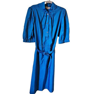 Vintage Millicent California electric blue womens dress Sz 15/16 w/belt
